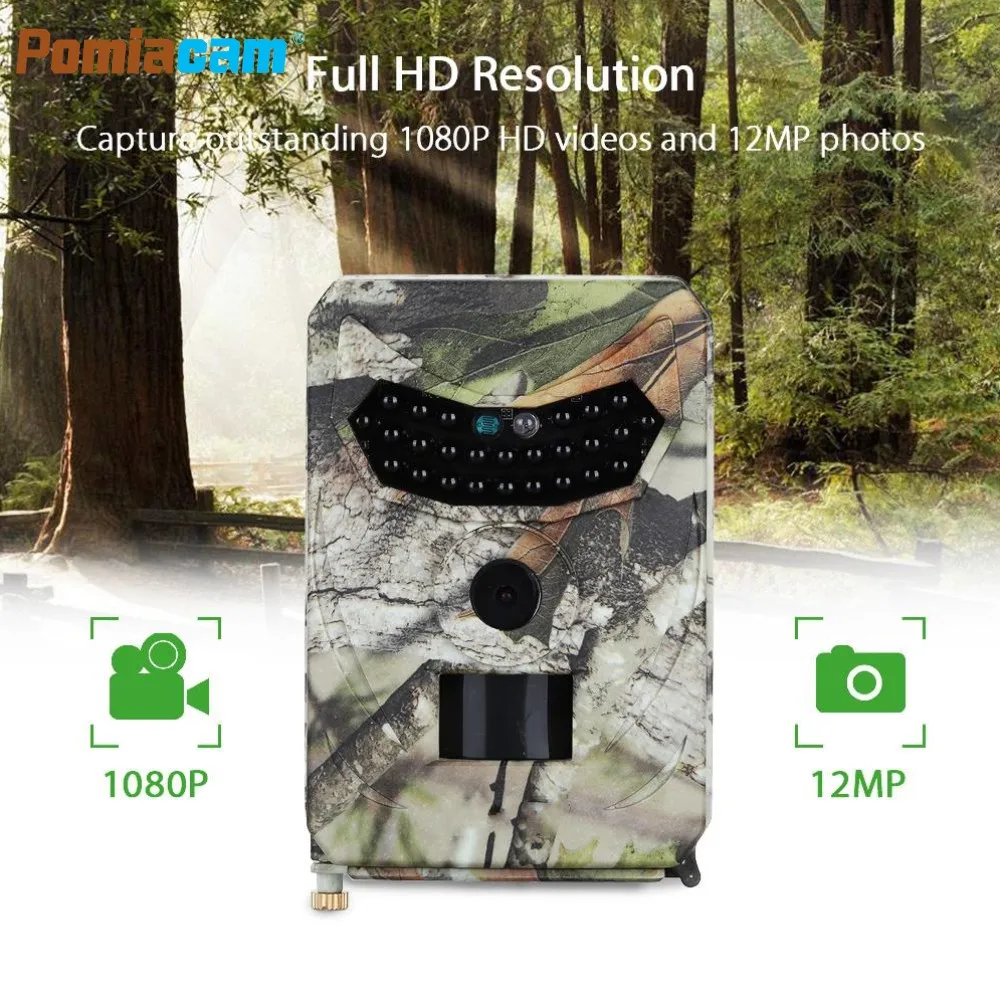 PR100 12MP 1080P охотничья камера с широким углом обнаружения движения 940NM PIR датчик