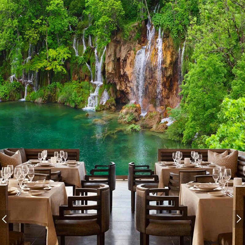 Пользовательские природные пейзажи обои лес водопад 3D фотообои для гостиной