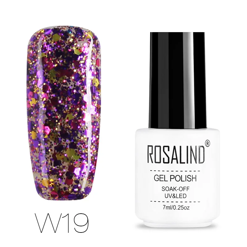 W19 ROSALIND Гель-лак для ногтей 7 мл Vernis полуперманентное верхнее покрытие маникюр замачивание уф-белая бутылка Гибридный Гель для лака для ногтей - Цвет: W19