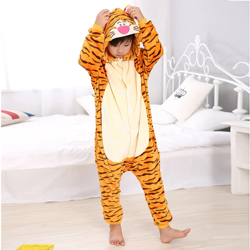 KIGUCOS/детская зимняя теплая Симпатичная пижама в форме тигра с милым рисунком