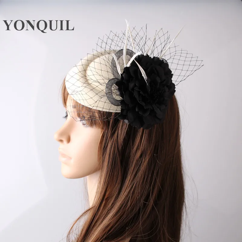 Головной убор Таблетка с шелковым цветком популярная Вуалетка для вечерние