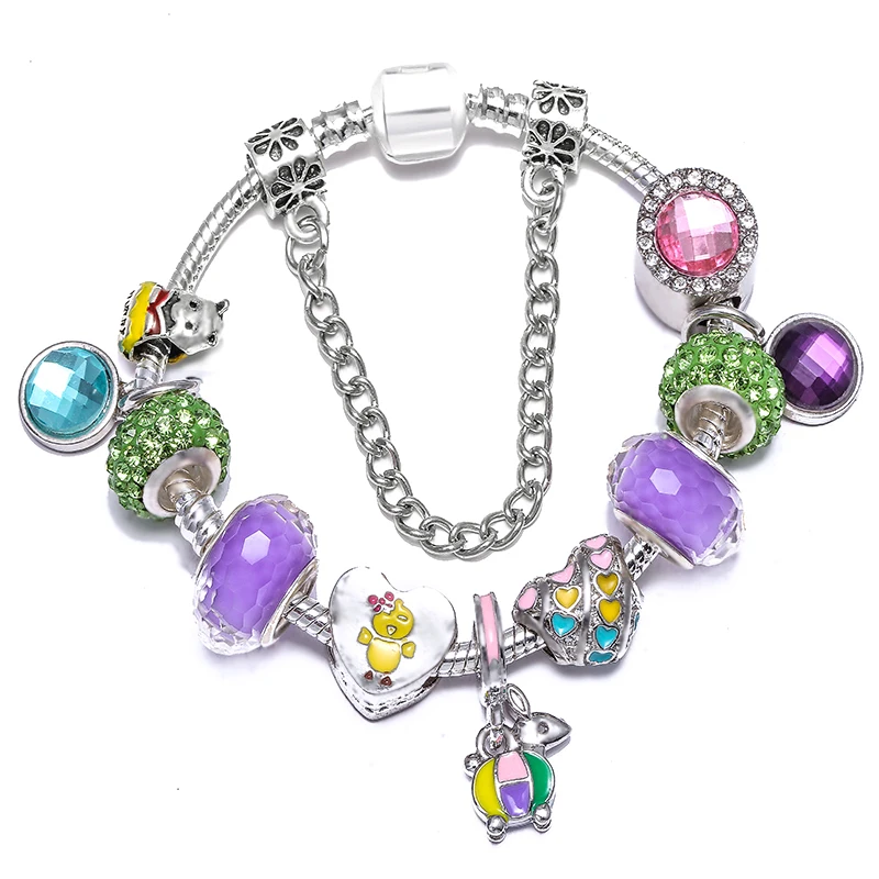 SL146-Silver 925 модные серебряные браслеты с героями мультфильмов «Любовь Винни», «Медведь», бусинки тигра, «ИА», очаровательные браслеты для женщин, браслет и браслеты, подарки - Окраска металла: SL146-Silver
