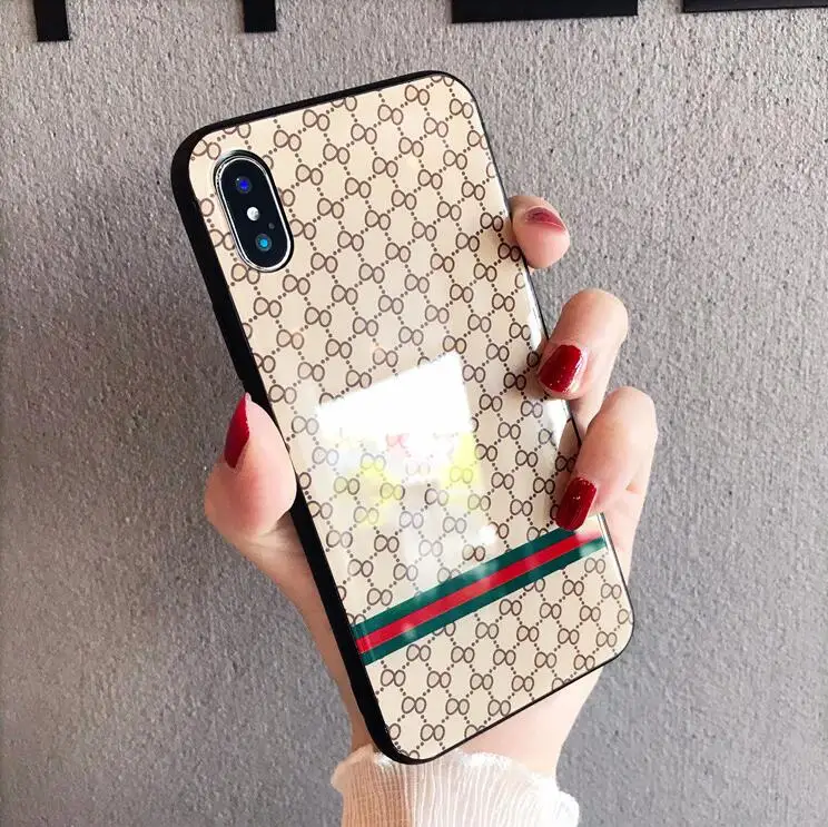 Luxury Brand Tempered Glass Case for iPhone X XS Max 8 7 Plus Shockproof Hard Mirror Vintage Phone Cover For iphone 6 S 6S 7Plus |