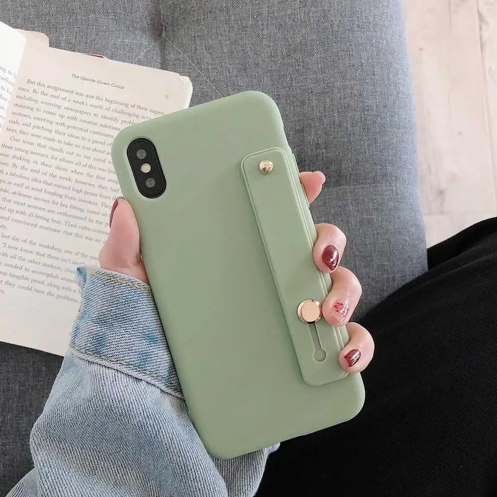 Boucho ремешок на запястье чехол для телефона для iPhone 11 Pro Max 8 7 6 6s Plus X XR XS Max Мягкий ТПУ чехол карамельный цвет крышка с браслетом