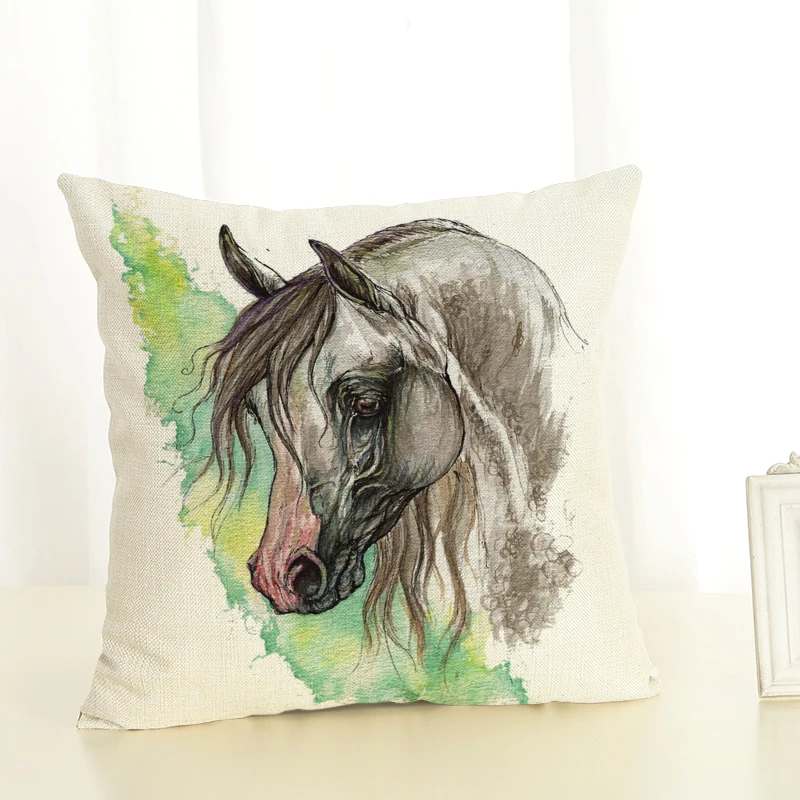 Fashion cushion cover Horse pillow case cojins/almofadas 45Cmx45Cm Square Valentine Day Gift Handmade 3D Throw Pillows | Дом и сад