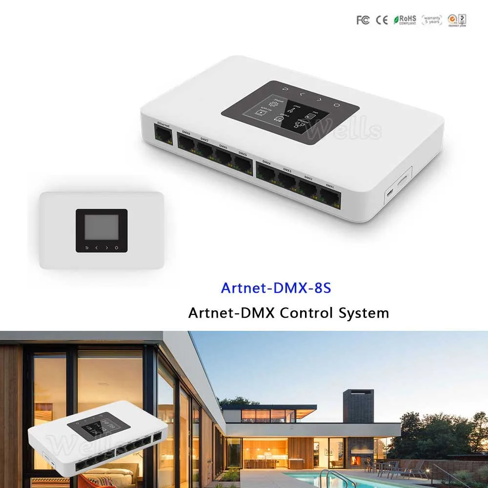 ArtNet DMX 8S светодиодный Контролер Artnet к DMX512 преобразователь сигнала 512 канальный