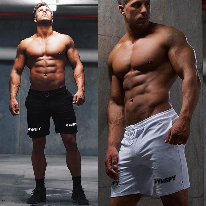 Крутые Мужские Спортивные Повседневные Шорты Для Бега GYMSPY с буквенным принтом, дышащие брюки для пробежки, занятий в тренажерном зале, черные белые повседневные шорты