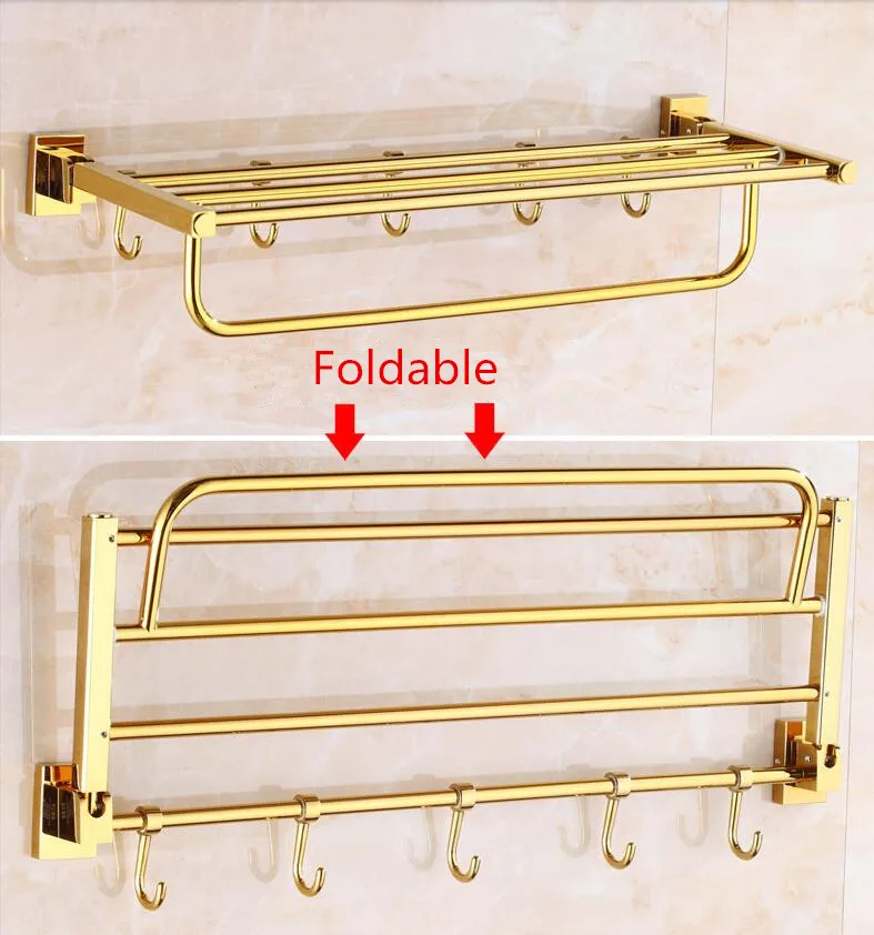 

brass gold Bathroom Accessories European style Solid Brass Bathroom Hardware Set Wall Mount Bathroom towel rack