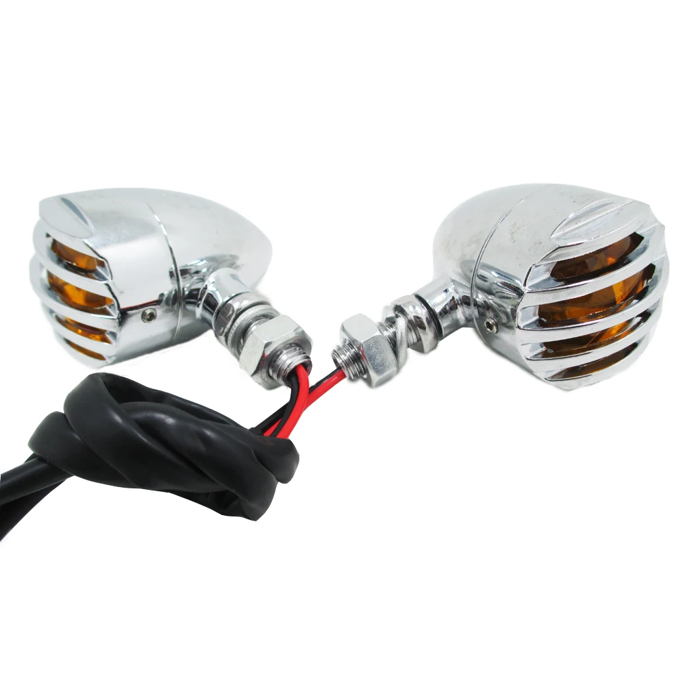 Хромированная Пуля поворотники мотоцикла 12 В индикаторы Чоппер поплавок кафе гонщик мигающий свет для Harley Honda Suzuki Yamaha