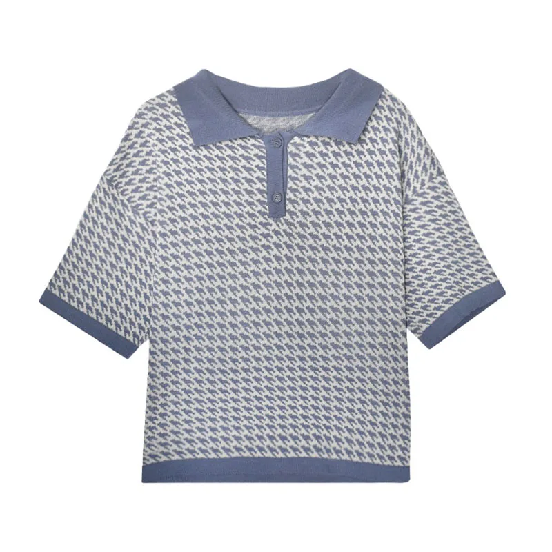 Женская трикотажная рубашка-поло PERHAPS U с отложным воротником из твида элегантная