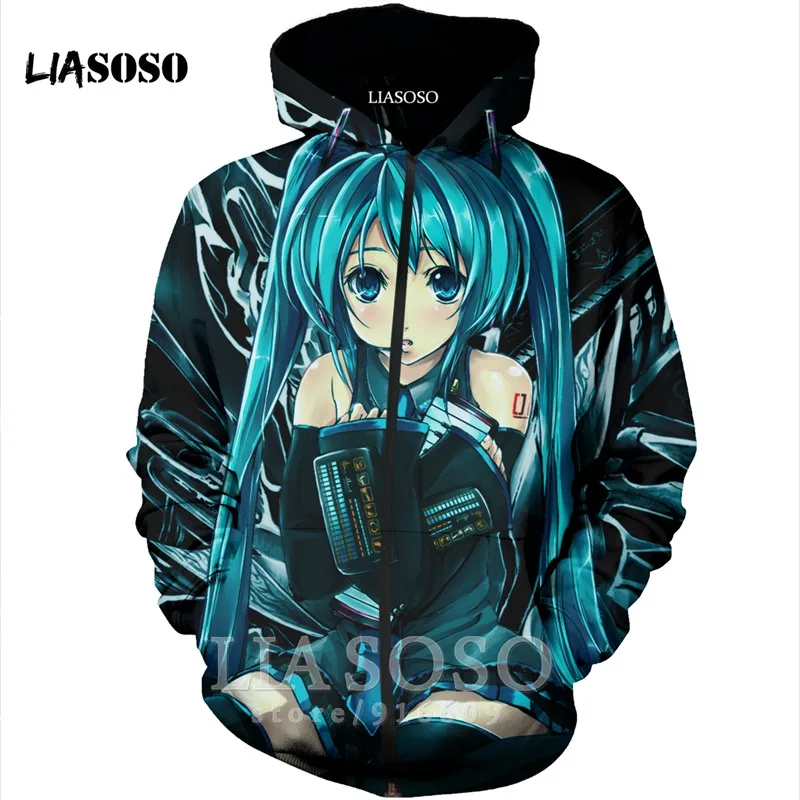 Забавные 3D принт унисекс аниме VOCALOID Hatsune Толстовка Miku мяч homme Толстовка Топ Harajuku рубашка на молнии толстовки рок hoodieE594