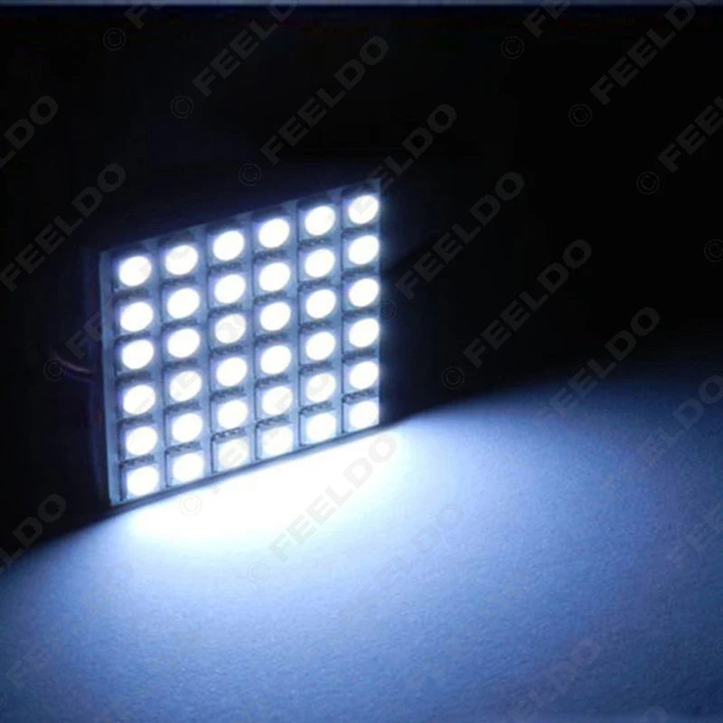 FEELDO 1 шт. белый автомобиль 36SMD 5050 LED свет с T10/BA9S/переходник для фестона Купол лампы