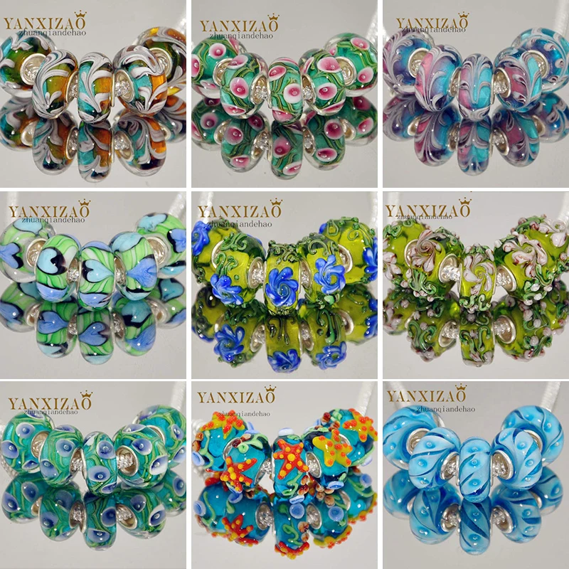 Yanxizao Lampwork Fit Pandora Круглые Подвески бусины для изготовления ювелирных изделий