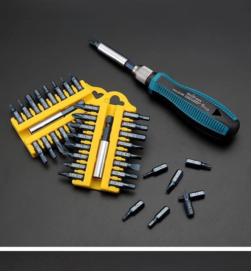Jewii 17-Pcs Отвертка Набор бит магнитный стержень Phillips шлицевая Torx шестигранные электрический сверла Мощность бытовой ручной инструмент
