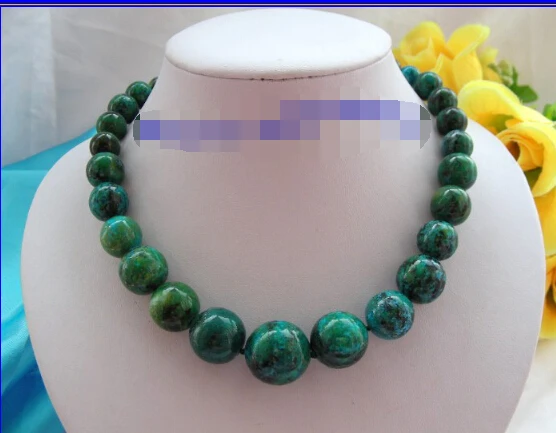 

vogue popular big 8-16mm Green crude beads necklace