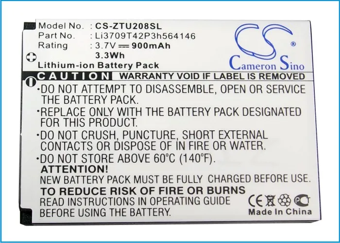 Cameron Sino 900 мАч аккумулятор Li3709T42P3h564146 для ZTE U208 U506 U507 U508 | Мобильные телефоны и