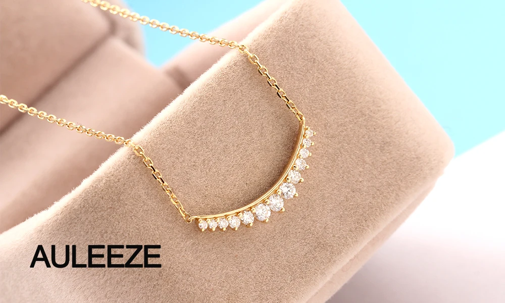 AULEEZE Lucky Smile 0,25 cttw настоящий бриллиант кулон 18 К желтого золота натуральный алмаз ожерелье для женщин вечерние ювелирные изделия