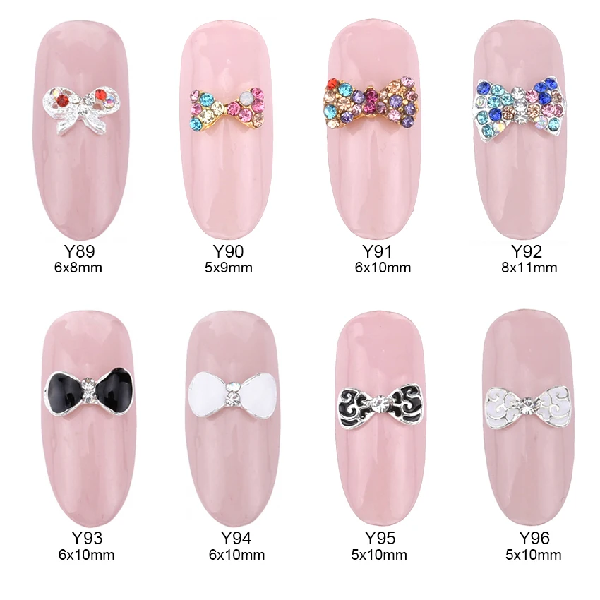 10 шт. смешанные Стразы для дизайна ногтей бант черный/белый верблюжий рельефный