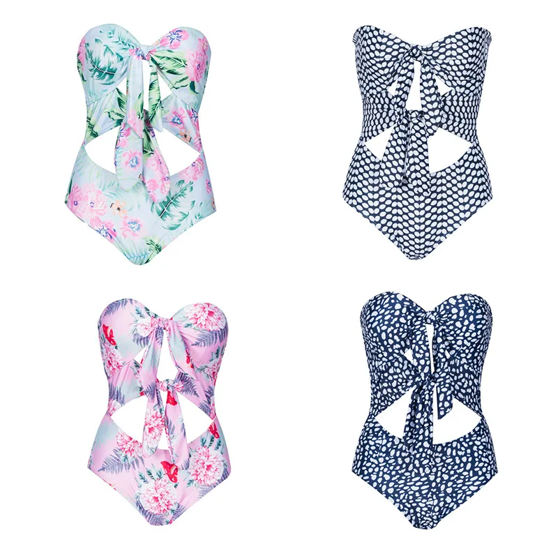 Женский купальник бандо CC & TT бикини с вырезами и пуш ап сексуальный купальный