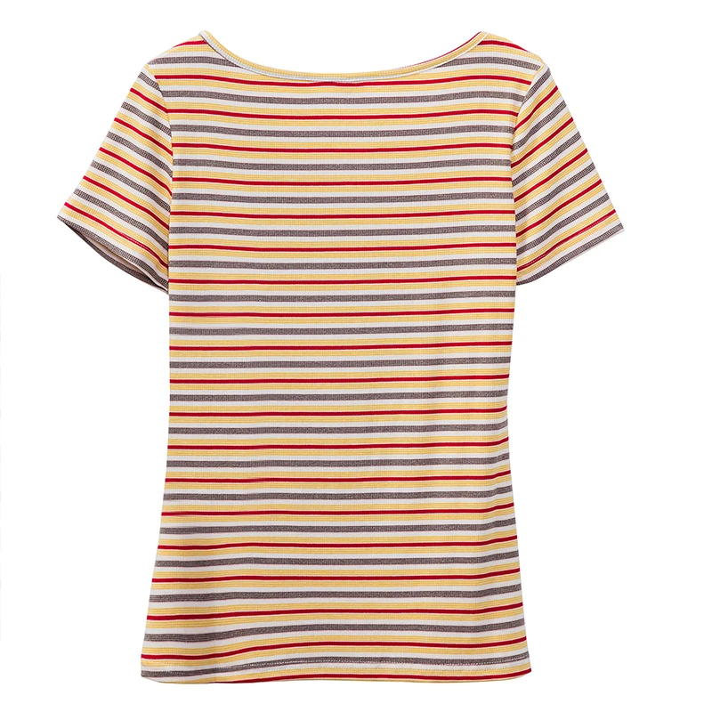 Casual Striped Women T Shirt O-Neck Short Sleeve Summer Lady Tees Top M30243 | Женская одежда