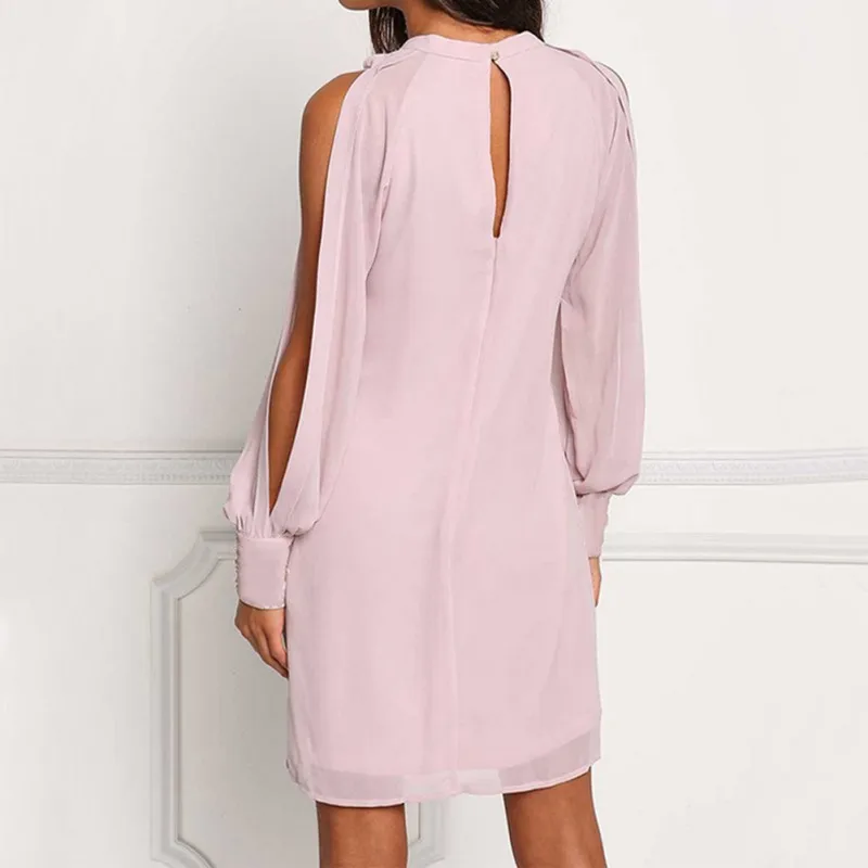 2019 Newest Sexy Off Shoulder Dress Fashion Women Long Sleeve V Neck Mini Casual Solid Party Vestidos | Женская одежда