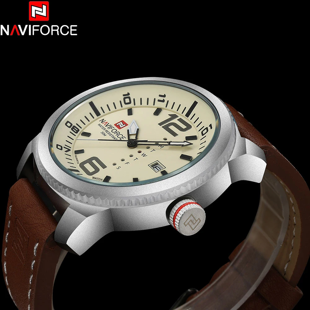 Часы NAVIFORCE мужские повседневные военные спортивные кожаные наручные|masculino|masculinos