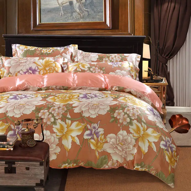 Сатиновые шелковые бриллианты наборы пододеяльников двойные полноразмерные