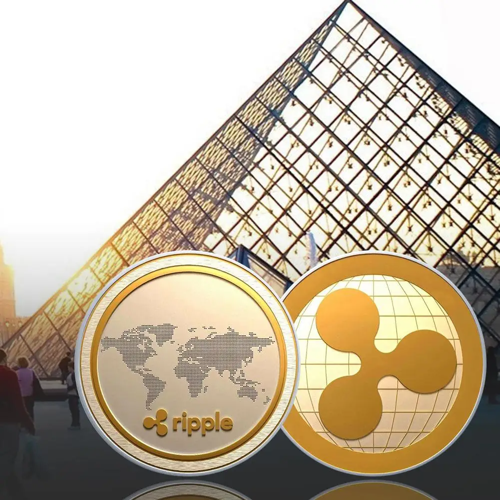 Криптовалюта пульсация монета памятная круглая XRP пульсация криптовалюта покрытая монета Коллекционная битная монета художественная коллекция Gif