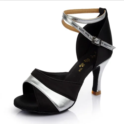 Новинка г.; вязаная женская обувь; Zapatos De Mujer; женская обувь для танцев; женская обувь для бальных танцев; sapato feminino; женская обувь для латинских танцев; 5 см/7 см - Цвет: SilverBlack High-7cm