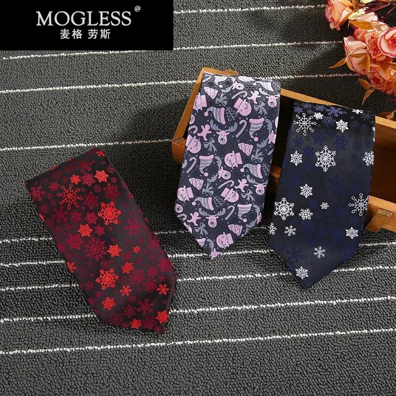 Mogless Новый рождественский галстук Для мужчин принт Повседневное 8 см костюм