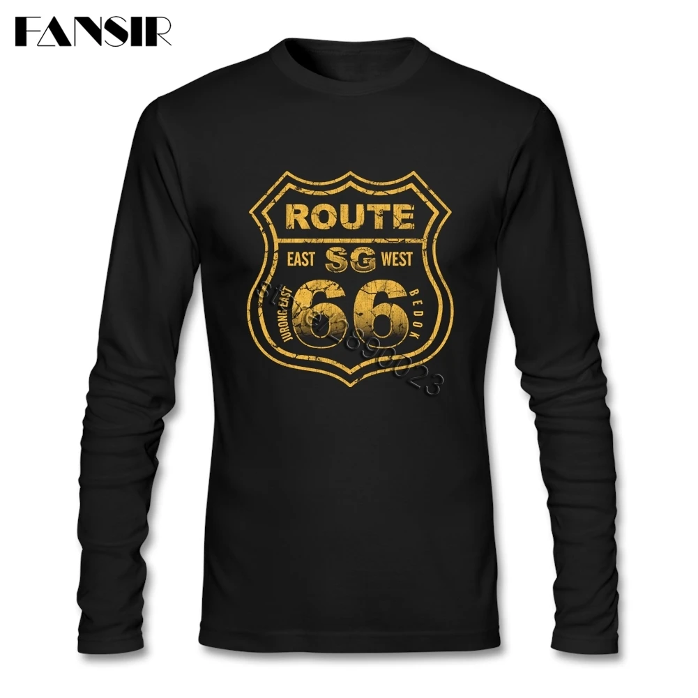 Футболка Route 66 Mother Road мужская с длинным рукавом хлопковая рубашка круглым вырезом