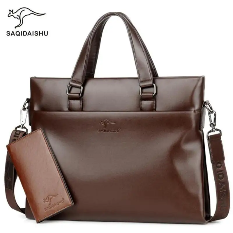 new Men briefcases leisure business Bag document quality PU formal work bags  large capacity handbag Male Messenger handbags
