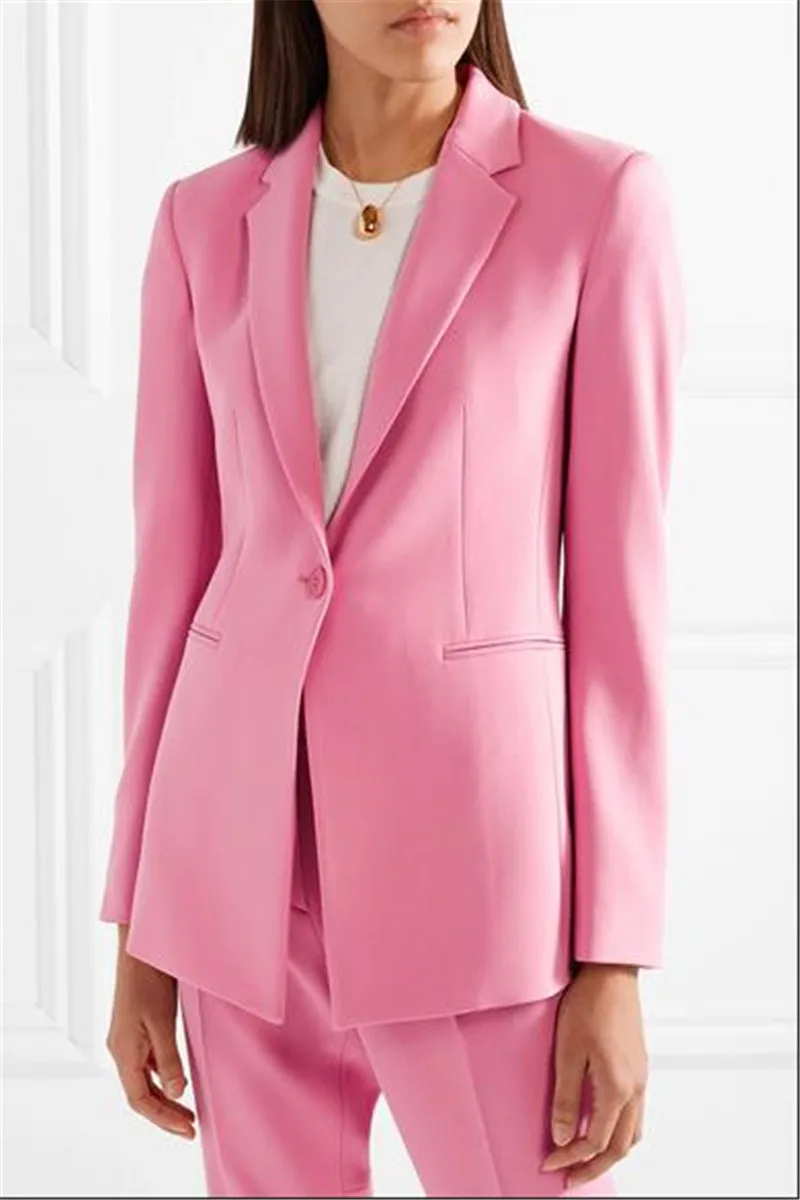 Pink Professional Pantsuits With Jackets And Pants Office Ladies Business Women Pant Suits Female Trousers Custom Made