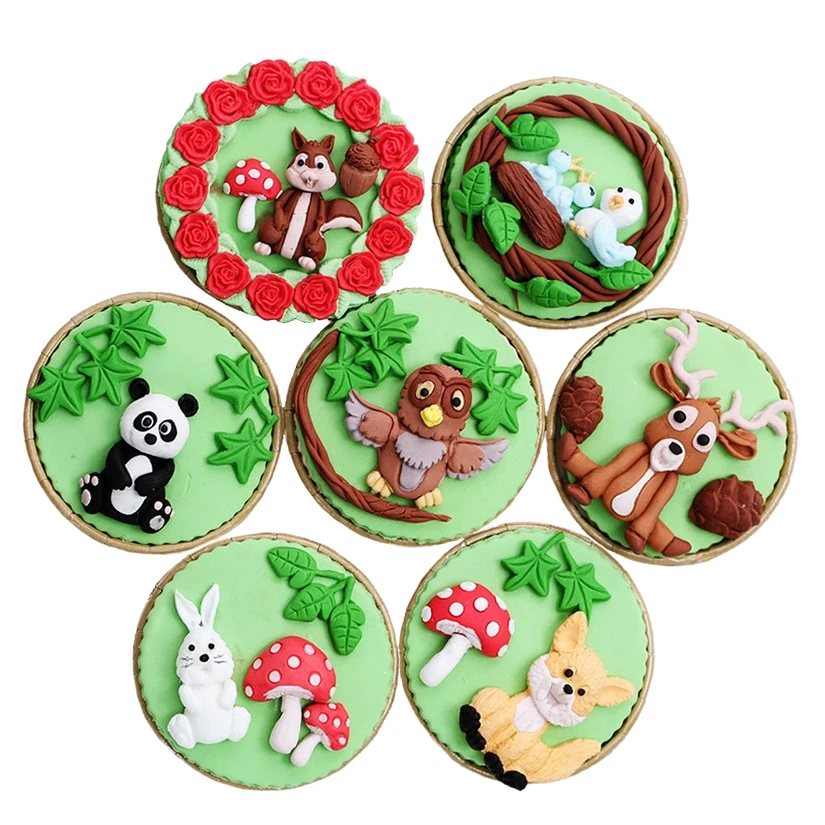 Forest Animals Mushroom Deer Owl Silicone Mold Sugarcraft Cupcake Baking Mold Fondant Cake Decorating Tools