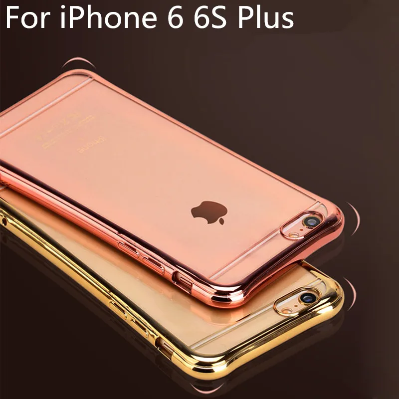 6 S Эксклюзивная Модная Золотой Цвет Coque Для iPhone Плюс Гальванических случаи Мягкие