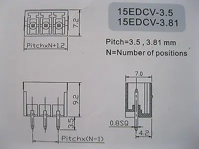 

150 pcs Screw Terminal Block Connector 3.81mm 8 pin/way Green Pluggable Type