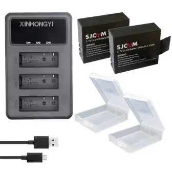 2BatteryAndCharger Sj4000 батарея+ 3 слота светодиодный зарядное устройство для спортивной экшн-камеры SJCAM SJ4000 Wi-Fi SJ5000 Wi-Fi M10 SJ5000X sj6000 sj7000 SJ8000 SJ9000 EKEN 4K H8 H9 - Цвет: 2BatteryAndCharger