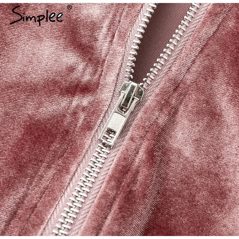 Simplee/Бархатная простая куртка-пальто с круглым вырезом Женская Повседневная