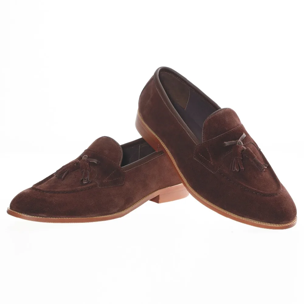 New British Mens Brown Leather Tassel Loafers Shoes Prom Suede Men Dress Fashion Casual Slippers Men's Flats Size 6.5-13 | Обувь