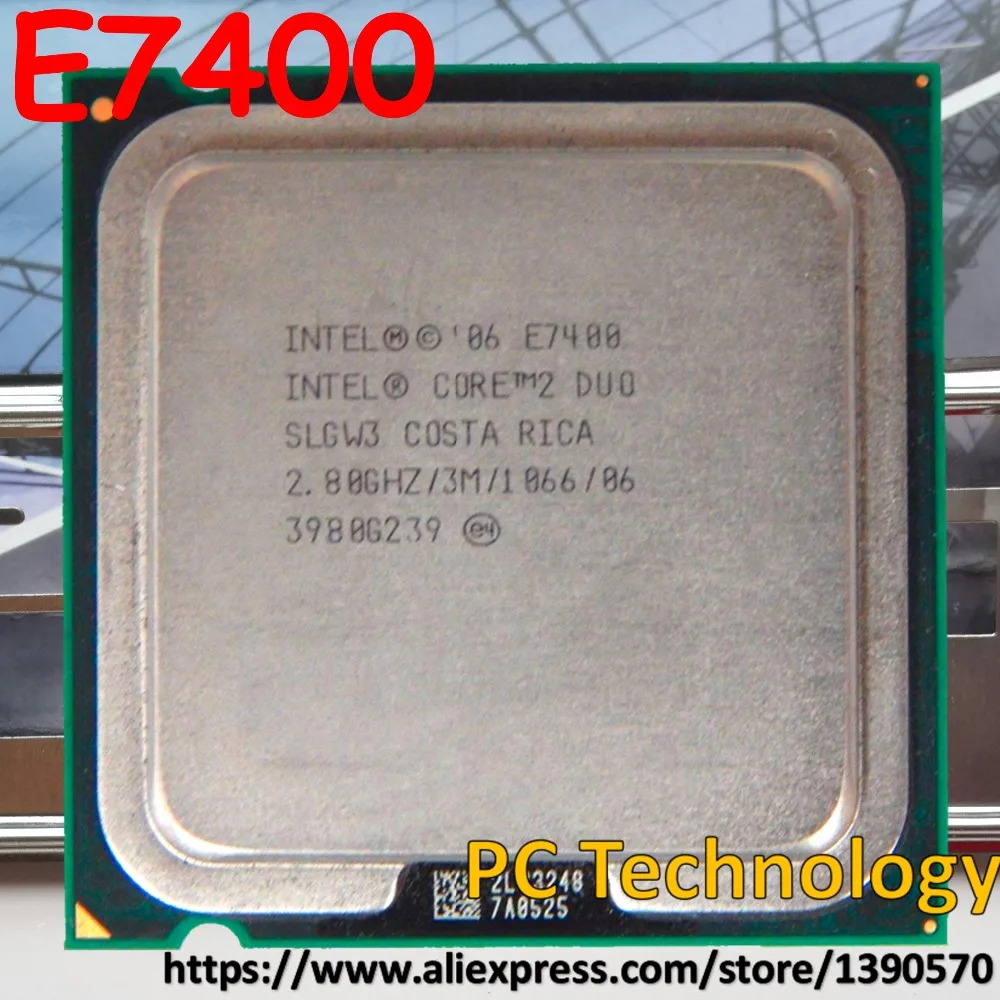Оригинальный процессор Intel Core 2 Duo для настольного компьютера E7400 3M кэш 80 ГГц 1066 МГц
