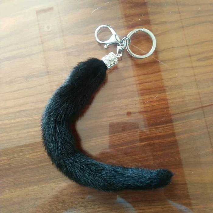 Real Genuine Mink fur tail keychain key ring hair mobile phone bag hanging Fluffy Key Chains Handbag bags car chains | Украшения и