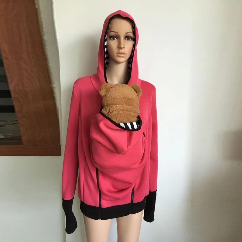 Oln мама Hoodie Кенгуру Плюс Большой Размеры зимняя женская с длинным рукавом Твердые