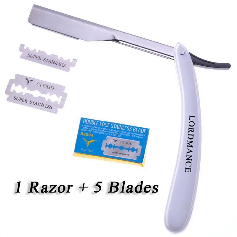 

1 set Men Straight Barber edge Razors Folding Shaving Knife Hair Removal Tools With 5pcs CLOUD Blades