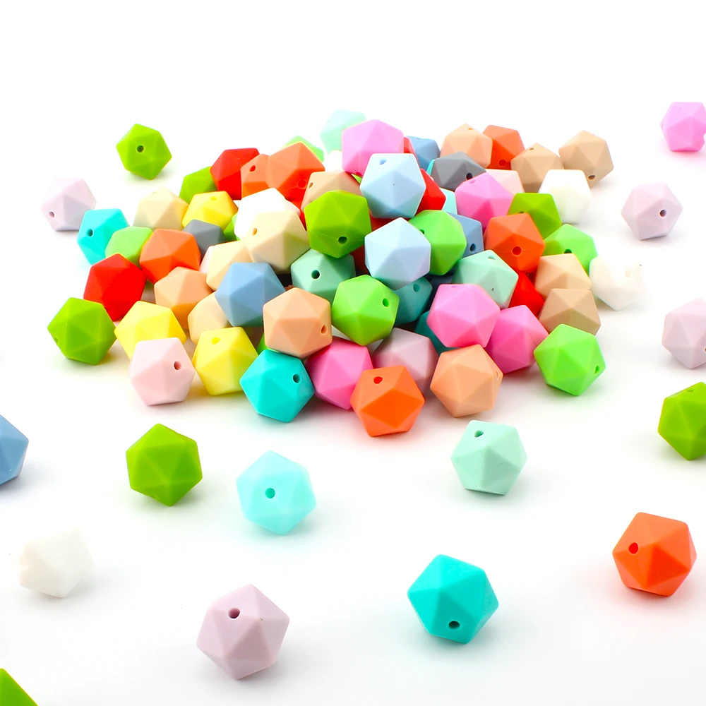 KEEP&ampGROW 10Pcs Icosahedron Silicone Beads 14mm For Necklace Baby Product DIY Pacifier Chain Teether Bead Teething Toys | Мать и