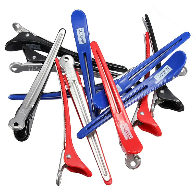 

2pcs Pro Hairdressing Aluminum Plastic Clips Clamps Salon Barber Section Hair Grip Clip Styling Tools Accessories