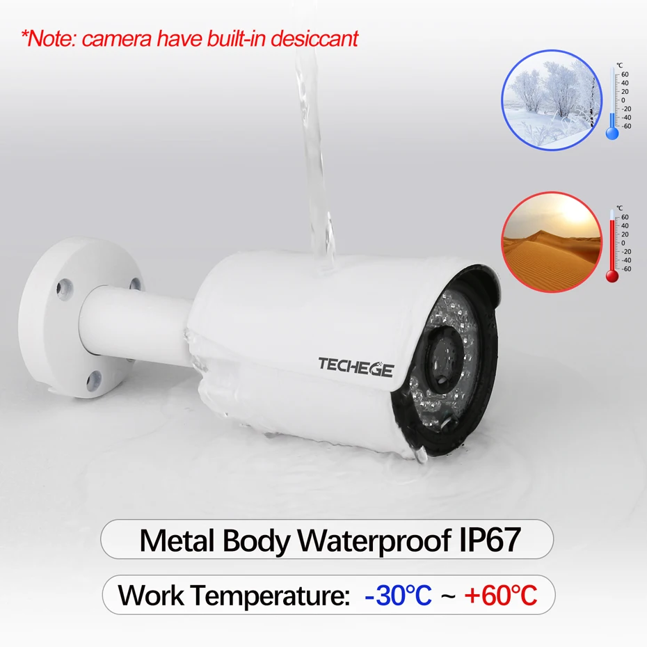 Techege H.265 аудио безопасности IP камера POE 4MP ONVIF Открытый водонепроницаемый CCTV Камера