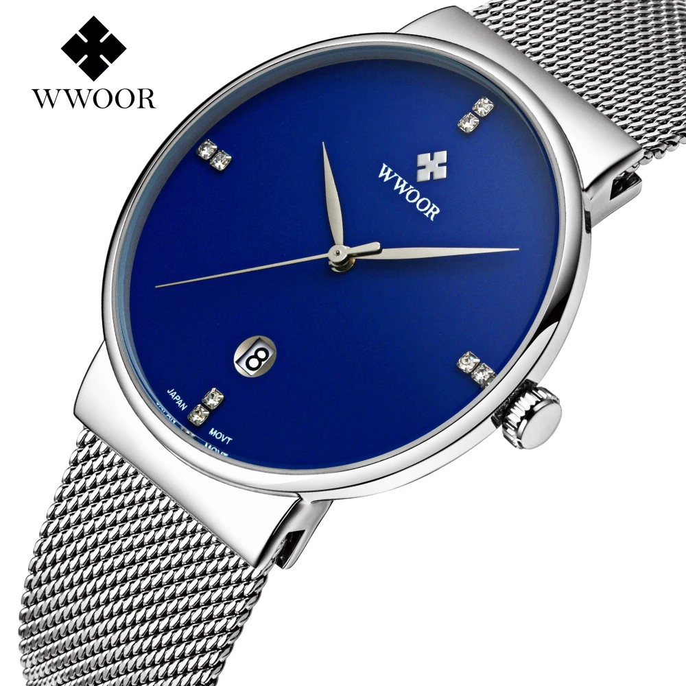 Часы мужские брендовые кварцевые ультратонкие с датой водонепроницаемые