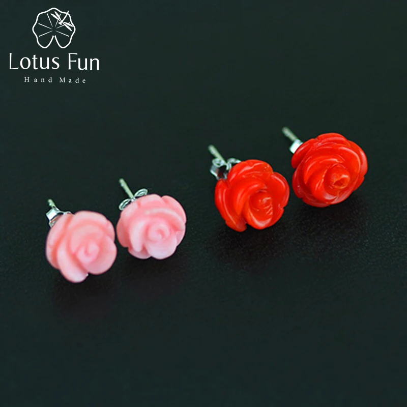 Серьги гвоздики Lotus Fun из настоящего серебра 925 пробы с натуральным камнем