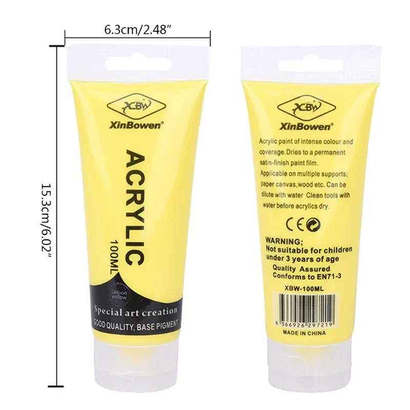 Профессиональная акриловая краска 100 мл водостойкий пигмент кисть для окраски