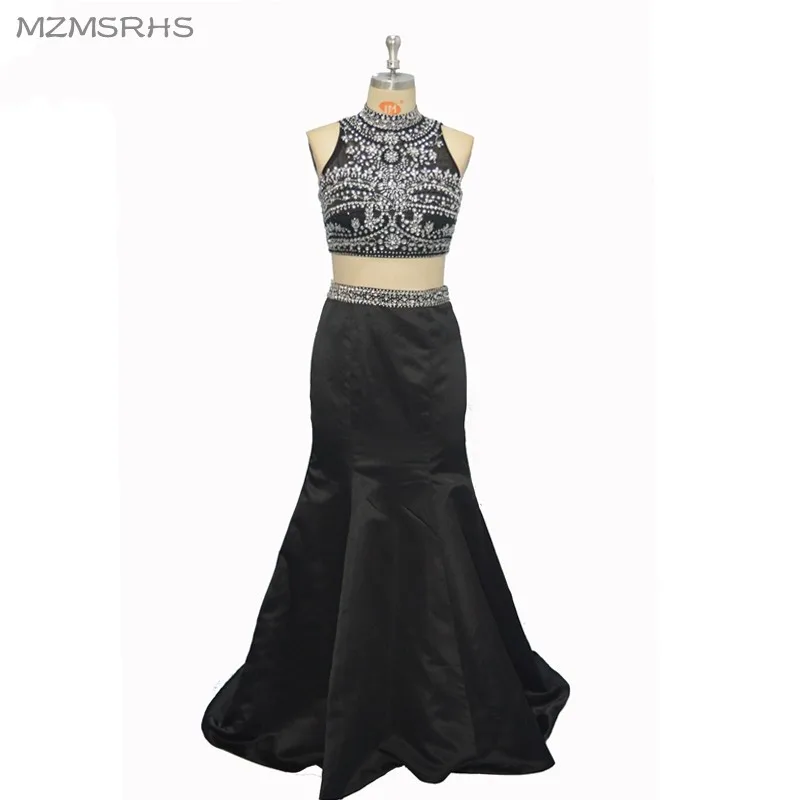 Новое поступление платья для выпускного вечера с бисером 2017 черные вечерние 2